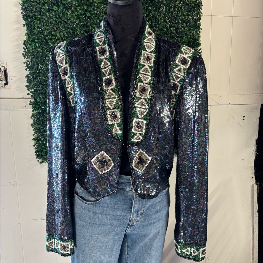 Sequin Embellished Black Jacket